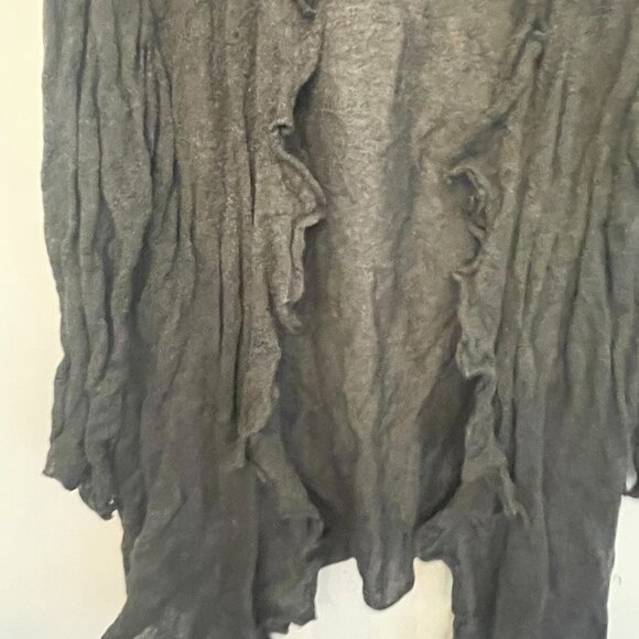 Eileen Fisher Cardigan XL Gray Cotton Silk Cashmere Crinkle Open Front Sweater - Picture 3 of 9